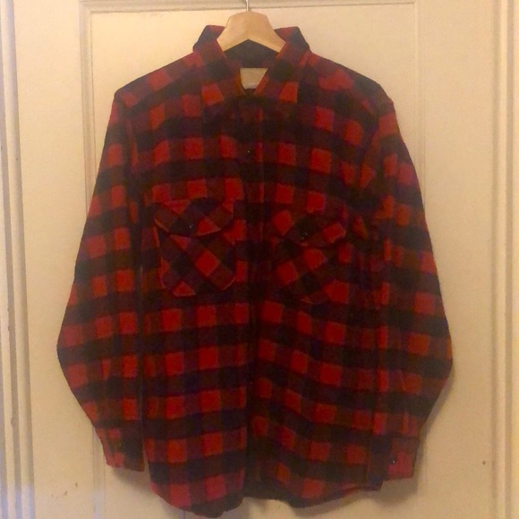 Vintage Melton Wintermaster Buffalo Plaid Wool Button-up Shirt - Picture 1 of 12